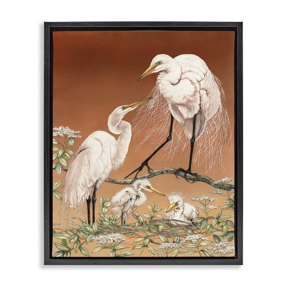 Stupell Industries Coastal Traditional Heron Family Black Floating Frame Canvas Art, 25 x 31, by Christine Reichow