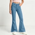thumbnail image 2 of RQYYD School Uniform Pants for Girls Bell Bottom Pants High Stretch Elastic Waist Flare Trousers Size 5-16 Years Teen Girls Kids Back To School, 2 of 7
