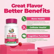 MaryRuths Vitamin D3 + B12 Gummies Bone Health & Immune Support Sugar Free Vegan Raspberry 60 Gummies