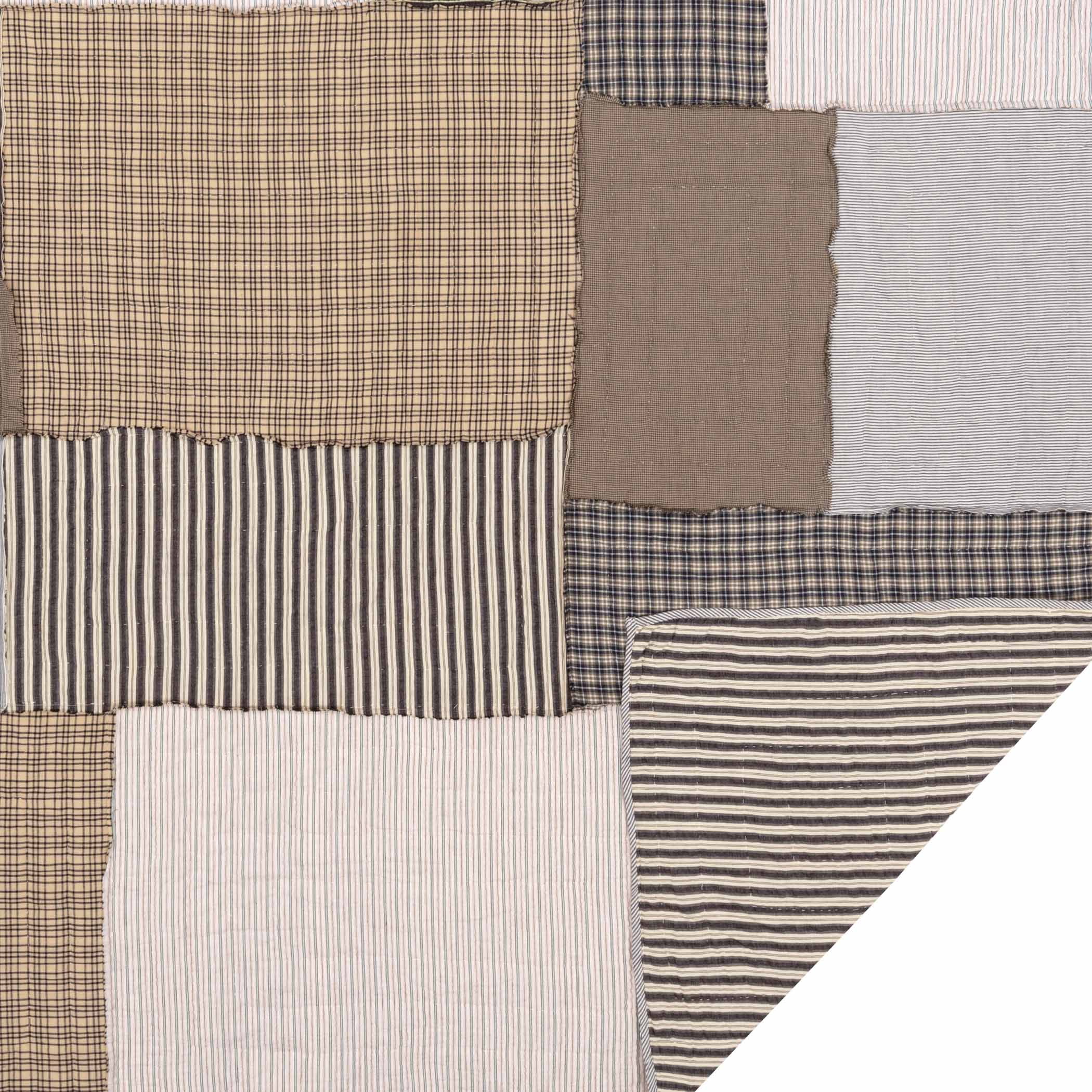 VHC Brands Ashmont Patchwork Quilt, California King-115Lx130W, Warm Grey
