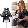 thumbnail image 2 of Yxwen Pet Pajama Outfit, Soft Comfortable Puppy Dog Clothes, Cute Pet Costume Pajamas with Matching Head Flower for Small & Medium Pets （Black, L）, 2 of 7