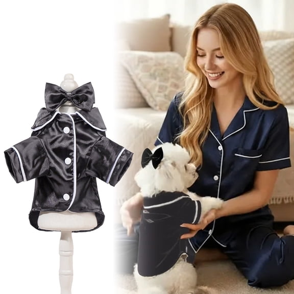 Puppy Pajamas with Headwear Dog Shirts Soft Cats Sleepwear Stretchy Pet Clothes Outfits for Party Christmas (L)