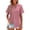 Dark Pink, variant on Women Button Down Shirt Short Sleeve Cotton Blouses Collared Button Up Summer Beach Vacation Tops