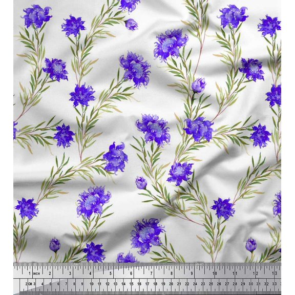 Soimoi Cotton Duck Fabric Leaves & Wild Flower Decor Fabric Printed Yard 42 Inch Wide