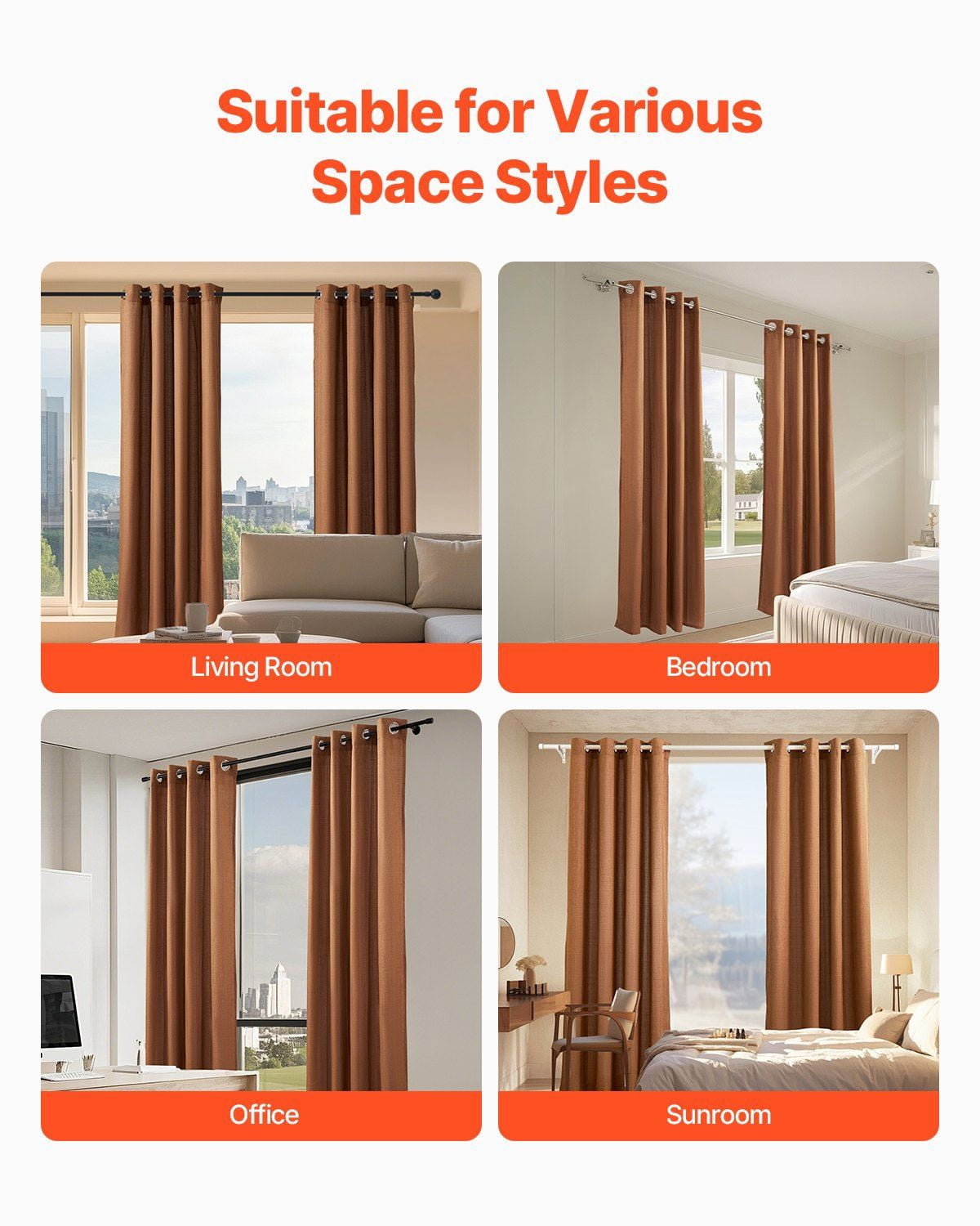 Natural Linen Curtains 52 x 84 Inch 2 Panels, Light Filtering Grommet Curtains