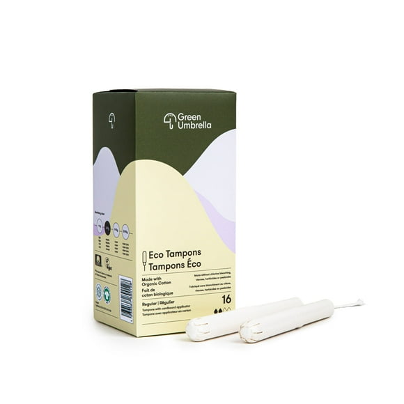 Organic Cotton Tampons with Cardboard Applicator in Size Regularby Green Umbrella (64 Pack) - Eco-Friendly Tampons