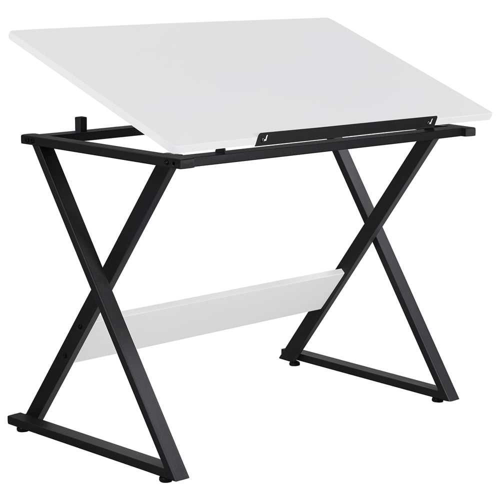 SmileMart Drawing Board with Adjustable Split Top Tabletop, White/Black