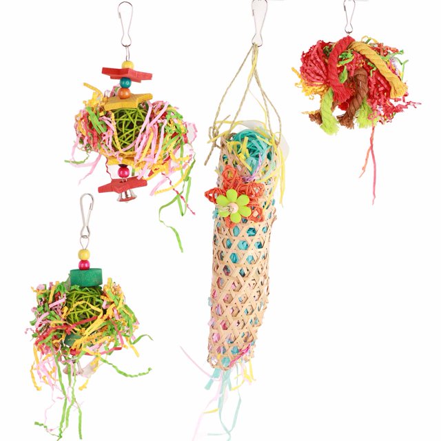 Juguetes para jaulas de pájaros, juego de juguetes para triturar pájaros, loros coloridos, juguete de papel, trituradora de pájaros, juguete de papel multifuncional Jadeshay A