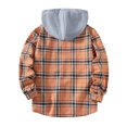 thumbnail image 4 of Fewfanhot Mens Long Sleeve Shirt Plaid Shirts Long Sleeve Flannel Jacket Button-Down Shirt Jacket with Hood, 4 of 9