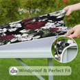 thumbnail image 6 of Square Tablecloth with Elastic Edges 36 * 36 Inch Pioneer Waterproof Bloom Red and White Rose Table Cover Washable Indoor and Outdoor for Party Kitchen Dinner Banquet Patio Picnic, 6 of 6
