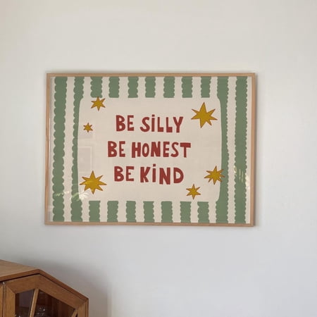 Playful Honest Kind Stars Nursery Playroom Toddler Colorful Rustic Landscape Wall Art Decor Unframed Paper Print