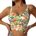 thumbnail image 2 of Lsque Fruits Peach1 Printed Women'S Sports Bra, Compression, Moisture Wicking, High-Impact Sports Bra For Women,Supportive sports bra-Large, 2 of 9