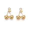 thumbnail image 1 of Ion Plating(IP) 304 Stainless Steel Charms Cherry Charms Real 18K Gold Plated 14.5x11x2mm Hole: 1.8mm, 1 of 3