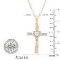 thumbnail image 5 of Dazzlingrock Collection 4mm Heart Opal & Round White Diamond Heart Cross Pendant for Women with 18 Inch Gold Chain (0.05 ctw, Color I-J, Clarity I1-2) in 14K White & Rose Gold, 5 of 6