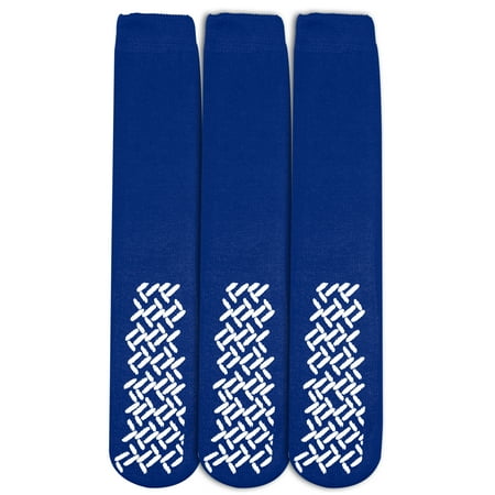 Maroon Womens Socks - Personal Touch Top of the Line Mid-Calf Hospital Slipper Socks, for Adults and Designed for medical hospital patients,(Pack of 3 Royal)