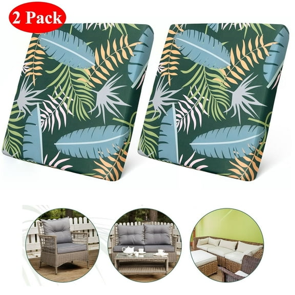 SHANNA 2 Pack Printed Patio Stretch Sofa Cushion Covers, Floral Pattern Outdoor Sofa Cushion Covers, Replacement Washable Couch Chair Cushion Covers Porch Patio Furniture Protector