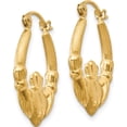 thumbnail image 3 of 14K Yellow Gold Polished And Satin Claddagh Hoop Earrings (12 X 4) Made In Indonesia te420, 3 of 6