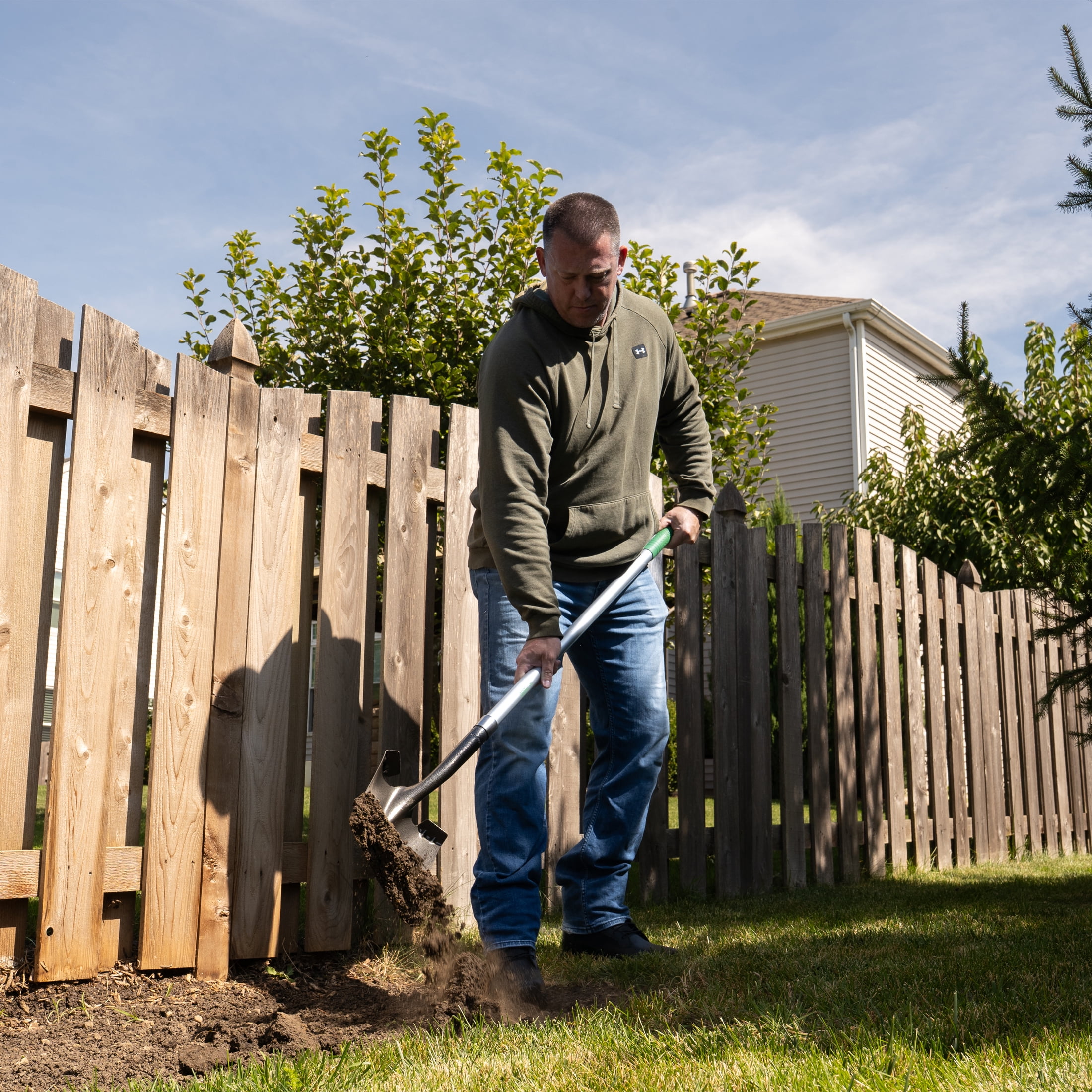 Expert Gardener Fiberglass Long Handle Transfer Shovel with Comfort End Grip