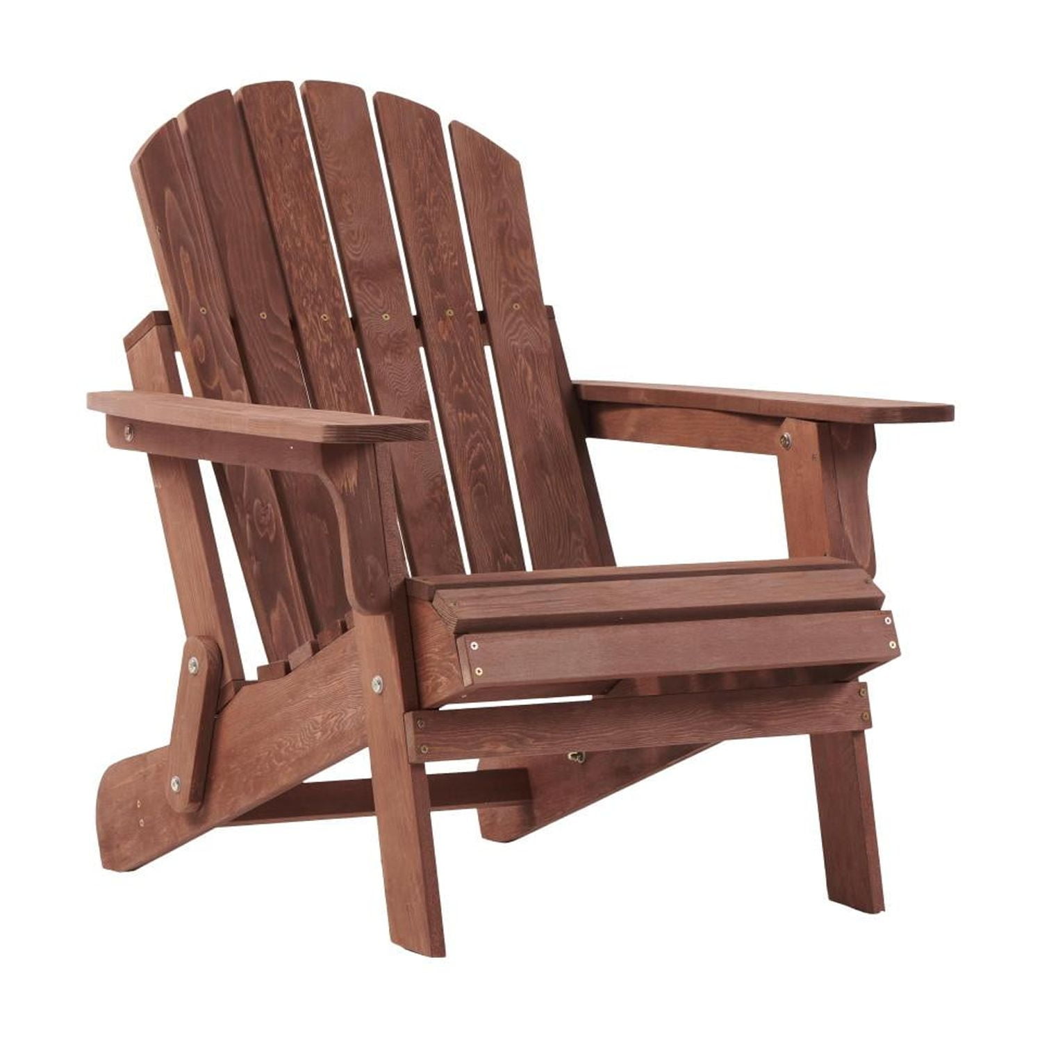 Oversize Wooden Outdoor Folding Adirondack Chair: Pre-Assembled Backrest & Seatboard, Space-Saving for Garden, Patio, Porch & More