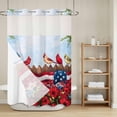 thumbnail image 6 of No Hook Shower Curtain with Snap in Liner, Watercolor Farmhouse Fence Birds Floral Waterproof Fabric Bathroom Curtain Mesh Top Window, USA Flag Theme Shower Curtains 60x72in, 6 of 9
