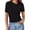 Black, variant on Women's Short Sleeve Crewneck Top | Casual Slim Fit Ribbed Knit Basic Tee Petite Turtleneck Women's Tee Shirts Womens Running Tee Shirts Short Sleeve Top Cute Summer Top Ladies Athletic Wear Casual V