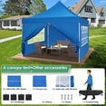 thumbnail image 3 of Hoteel 10x10 Pop up Canopy Tent Commercial Instant Canopy with 4 Sidewalls & Sandbags, UPF 50+ All Season Portable Tent for Parties Beach Camping Party Event Shelter Sun Shade, Blue, 3 of 8