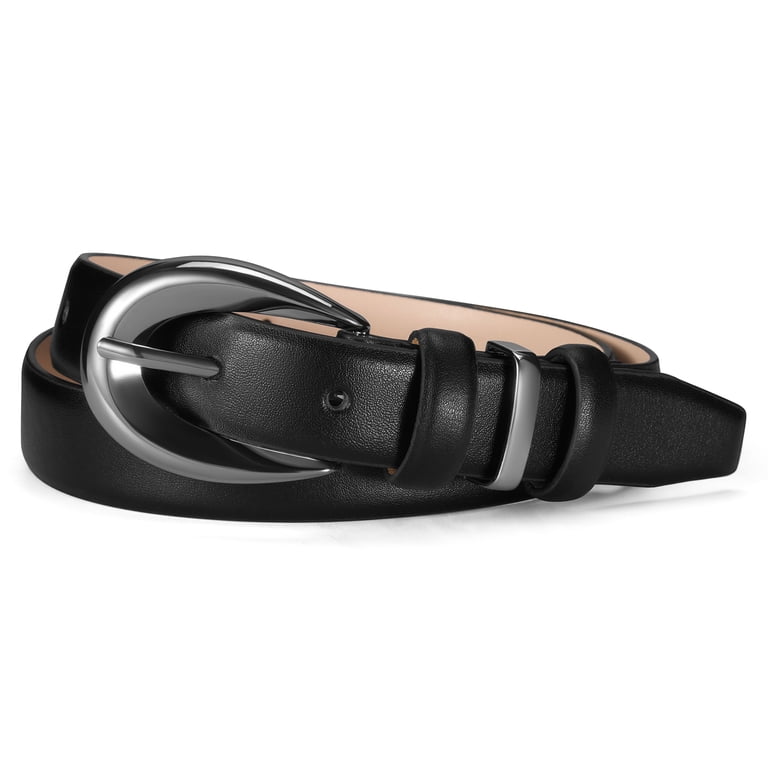 Fianmy Women Skinny Leather Belt with Silver Buckle, Ladies  display picture 1