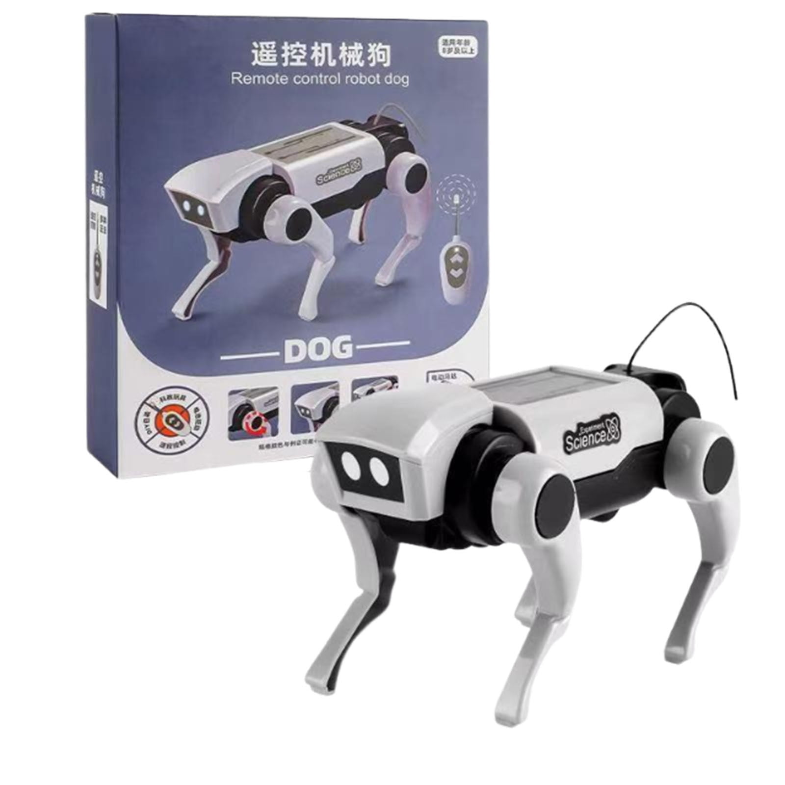 YUNAFFT Electric Remote Control Robot Dog RC Mechanical Animal Vehicle Electronic Pets, DIY Installation, Dog Cat 2 Heads, Birthday Gifts
