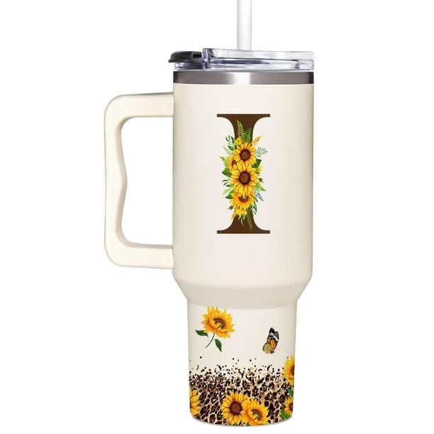 Vaso SUFAVN con diseño de girasoles con monograma, 1,2 L, para mujer
