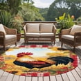 thumbnail image 5 of Retro Rooster Large Area Rugs for Bedroom Living Room, Soft Non Slip Carpet Bedside Rug, Yellow Sunflower Red Plaid Farmhouse Round Floor Cover Kitchen Accent Rug 6' for Dining Room/Office, 5 of 9