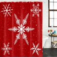 thumbnail image 2 of Red Christmas Shower Curtain, Waterproof Shower Curtains for Bathroom, Xmas Snowflake Winter Washable Fabric Bathtub Curtain Set Bath Decor with 12 Hooks 72"x78", 2 of 8