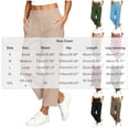 thumbnail image 2 of Sunnin Solid Color High Waist Pants Elastic Waist with Pockets Cropped Casual Everyday Wear, 2 of 6