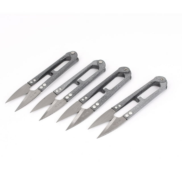 Línea de pesca de hilo de agarre metálico, hilo de coser, tijeras cortadoras, cortador gris, 4 piezas