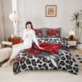 thumbnail image 4 of Castle Fairy Flower Red Rose 3 Pieces Queen Comforter Set for Female Men Adults,Chic Floral Blossoms Ultra Soft Bedding Sets,Abstract Leopard Print Bedding Comforter Set Breathable, 4 of 8