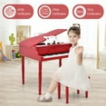 thumbnail image 4 of Costway 30-Key Classic Baby Grand Piano Toddler Toy Wood with Bench & Music Rack Red, 4 of 10