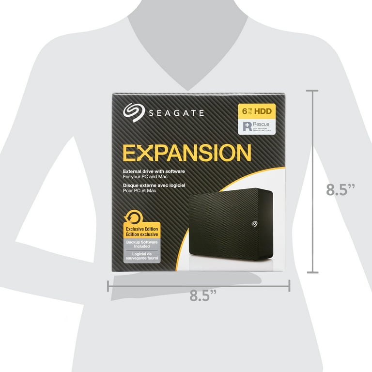 Seagate ExpansionPLUS 6TB External Hard Drive HDD - USB 3.0, with Rescue  Data Recovery Services and Toolkit Backup Software (STKR6000400) 