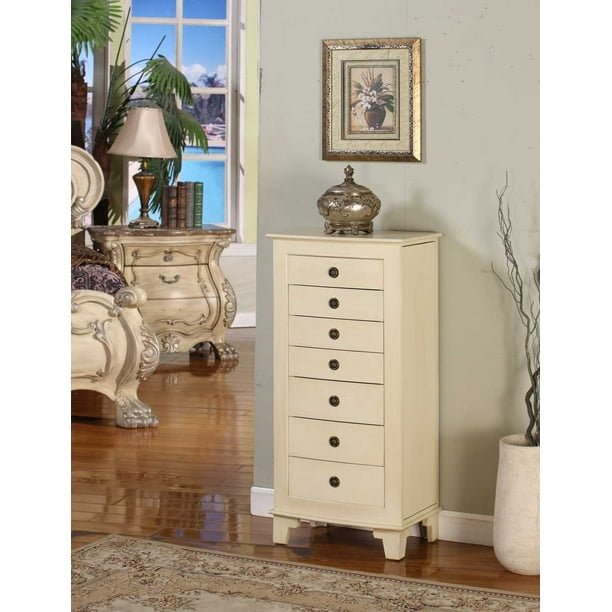 Nathan Cayman 7 Drawer Locking Jewelry Armoire Cream Com Nathan Cayman 7 Drawer Locking Jewelry, Locked Jewelry Armoire