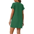 thumbnail image 3 of INSPIRE CHIC Women's Nightgown Sleep Dress Short Sleeve Crew Neck Soft Night Dress with Pockets M Green, 3 of 5