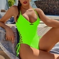 thumbnail image 4 of Babysbule Swimsuits for Women Clearance Women Sexy Fashion One-Piece Hollow Out Bikini Solid Color Swimwear Swimsuit Beachwear Set, 4 of 7