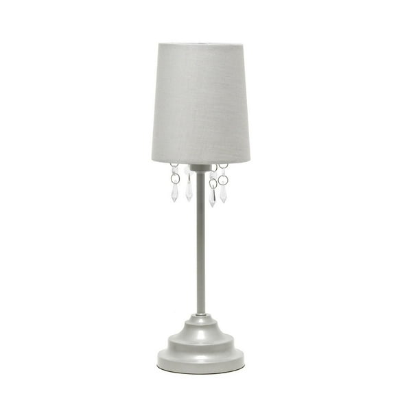 Simple Designs Table Lamp with Fabric Shade and Hanging Acrylic Beads