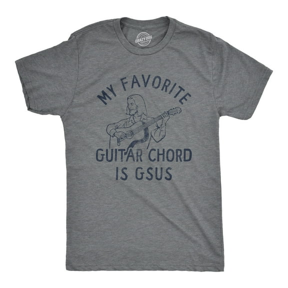 Mens My Favorite Guitar Chord Is GSUS T Shirt Funny Sarcastic Jesus Music Note Joke Novelty Tee for Guys Graphic Tees