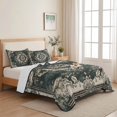 thumbnail image 5 of Queen Quilt Set 90''x96'', Green Boho Lightweight Summer Bedspread Coverlet Set with 2 Pillow Shams, Vintage Southwestern Geometric Abstract Breathable All Season Quilt Bedding for Bedroom/Guest Room, 5 of 9