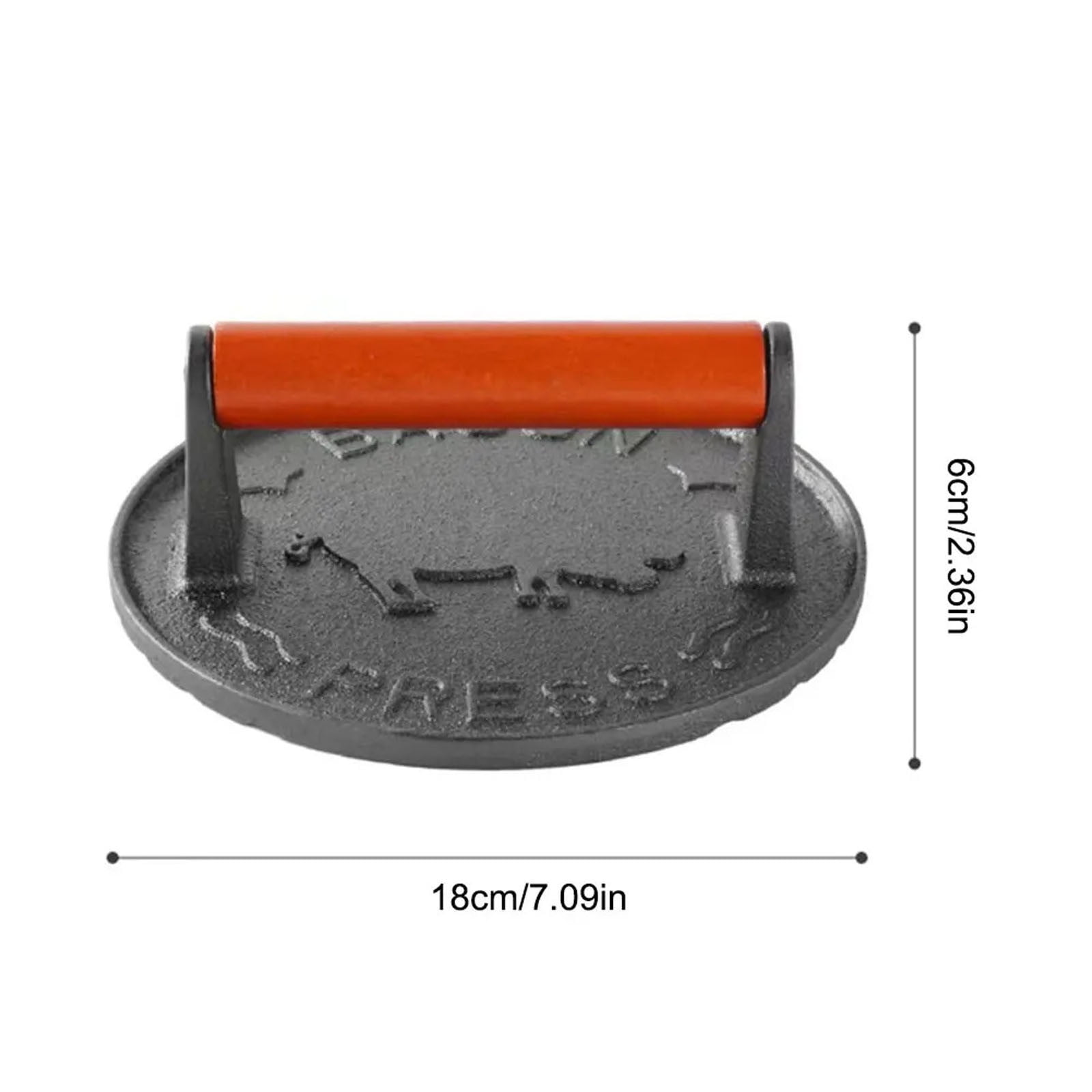 Wmkox8yii Burger Press 7.08" Round,Heavy-Duty Cast Iron Burger Press Smash Meat Steak With Wood Handle,for Blackstone Camp,Seared Bacon,Steak & Sandwiches,Equalized Weight Distribution