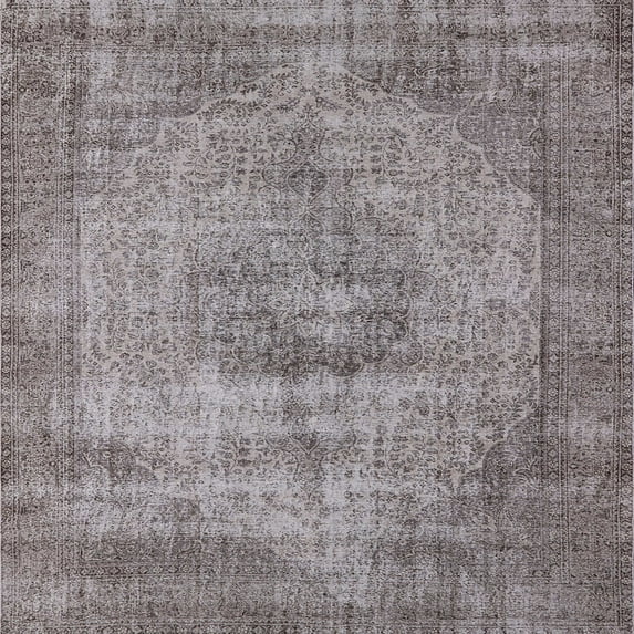 Ahgly Company Machine Washable Indoor Square Industrial Modern Sandstone Brown Area Rugs, 7' Square