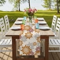 thumbnail image 4 of Table Runners 70 Inches Long Dress Scarves, Geometric Flower Farmhouse Coffee/Dining/Kitchen Table Decor, Holiday Table Runner, Vintage Country Floral Orange Grey on Linen 13x70 Inch, 4 of 9
