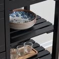 thumbnail image 5 of Ktaxon Wood Kitchen Trolley Cart Rolling Kitchen Island Cart Bar Cabinet Table with Drawers and Shelf Black, 5 of 9