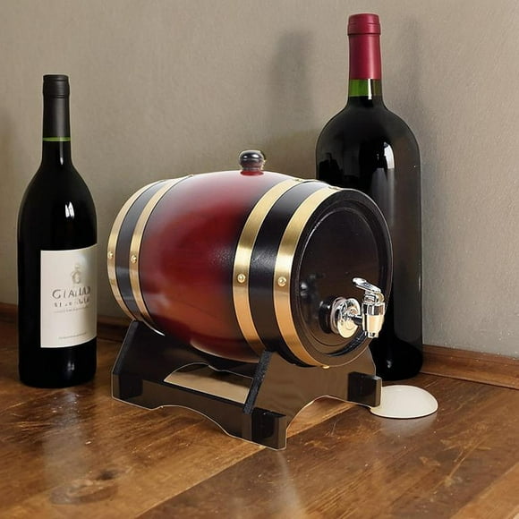 Wooden Barrel Beer Barrel Vintage Decoration Gift Bucket Barrel Dispenser for Beer Storage Spirits Brandy Party 3L Red