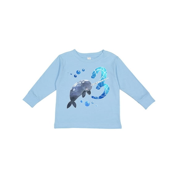 Inktastic Cute Narwhal 3rd Birthday Boys or Girls Long Sleeve Toddler T-Shirt