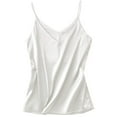 thumbnail image 6 of NeedBo Womens Silk Satin Tank Tops V Neck Camisole Sleeveless Blouses Basic Tank Shirt, White S, 6 of 7