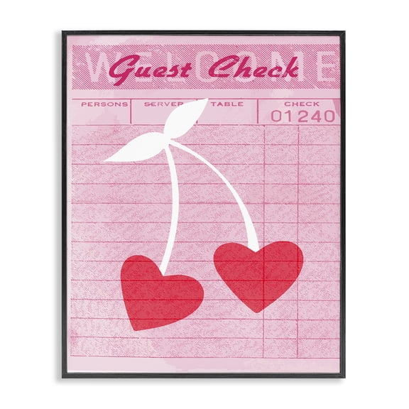 Stupell Industries Cherries on Guest Check Fashion Painting Black Framed Art Print Wall Art, 11 x 14